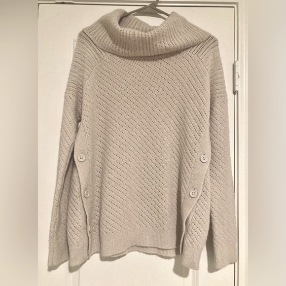 Lucky Brand Sweaters - Lucky Brand turtleneck tunic wool sweater with side buttons